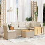 vidaXL 6-delige Loungeset met kussens poly rattan beige, Verzenden, Nieuw, Rotan, Loungeset