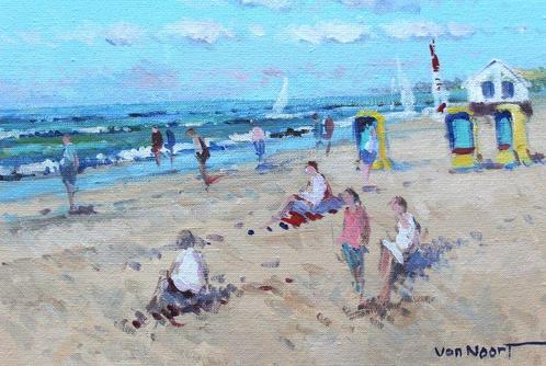 Van Noort (XX-XXI) - Zonnig strandgezicht Zandvoort, Antiek en Kunst, Kunst | Schilderijen | Klassiek