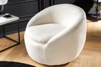 Design draaifauteuil ALPINE wit Bouclé 360° met armleuningen, Huis en Inrichting, Fauteuils, Ophalen of Verzenden, Nieuw