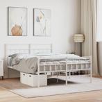 vidaXL Bedframe met hoofd- en voeteneinde metaal wit 120x200, Verzenden, Wit, Nieuw, Twijfelaar