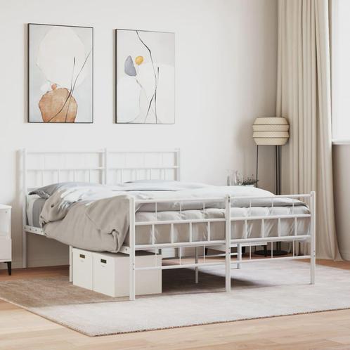 vidaXL Bedframe met hoofd- en voeteneinde metaal wit 120x200, Huis en Inrichting, Slaapkamer | Bedden, 120 cm, 200 cm, Wit, Twijfelaar