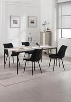 WOLTU 2 Eetkamerstoelen - Fluweel - Metalen poten - Zwart, Huis en Inrichting, Verzenden, Nieuw