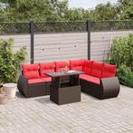 vidaXL 7-delige tuinbankset met kussens, bruin polyrotan, Verzenden, Nieuw, Rotan