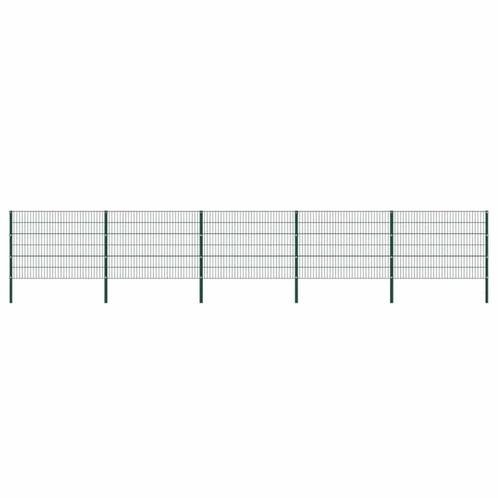 vidaXL Schuttingpaneel met palen ijzer 867x120 cm groen, Tuin en Terras, Schuttingen, Nieuw, IJzer, 2 meter of meer, Verzenden