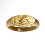 Oud-Grieks Goud Gegraveerde ring met sfinx, Sieraden, Tassen en Uiterlijk, Antieke sieraden