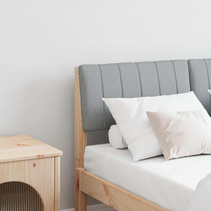 vidaXL Gestoffeerd hoofdbord Lichtgrijs 120 cm Massief, Huis en Inrichting, Slaapkamer | Bedden, Bruin, Nieuw, Hout, Verzenden