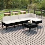 vidaXL 6-delige Loungeset met kussens poly rattan zwart, Verzenden, Nieuw, Rotan, Loungeset