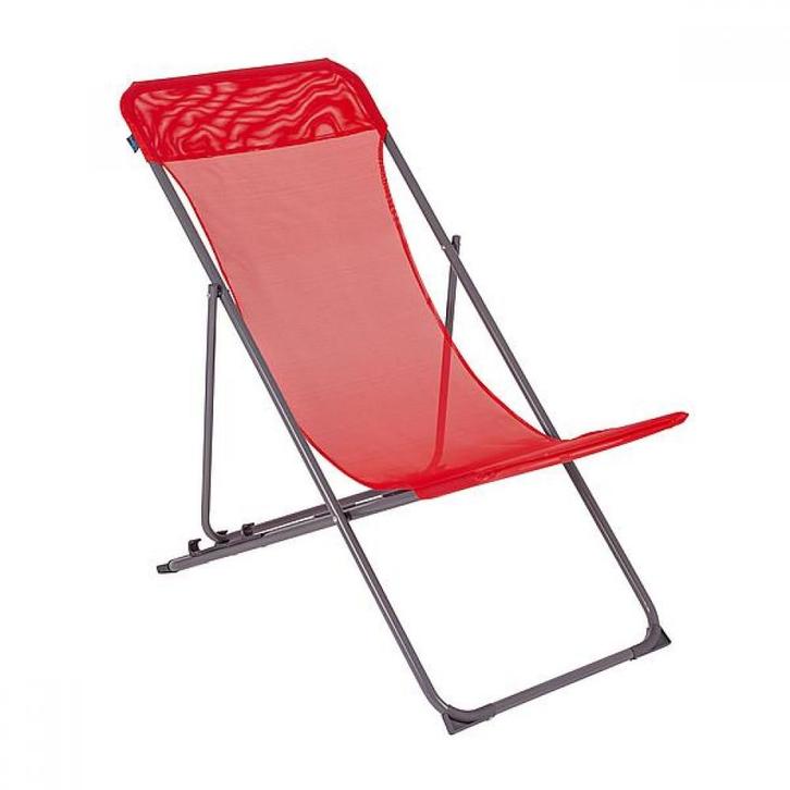 Bo-Camp Beach Chair Plat 3 Standen Rood (Kampeer Stoelen), Caravans en Kamperen, Kampeeraccessoires, Nieuw, Ophalen of Verzenden