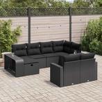 vidaXL 10-delige Loungeset met kussens poly rattan zwart, Meer dan 8 zitplaatsen, Nieuw, Loungeset, Verzenden