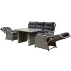 Ibiza stoel-bank loungeset 4-delig verstelbaar grijs, Tuin en Terras, Tuinsets en Loungesets, Ophalen of Verzenden, Nieuw, Wicker