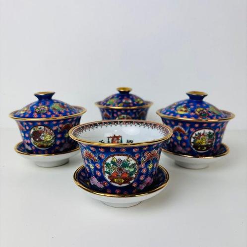 Drinkservies (11) - Porseleinen Gaiwan set Keizerlijk blauw, Antiek en Kunst, Curiosa en Brocante