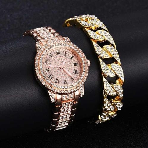 Diamond Horloge met Armband voor Dames - Luxe Strass Kwarts, Sieraden, Tassen en Uiterlijk, Smartwatches, Nieuw, Verzenden