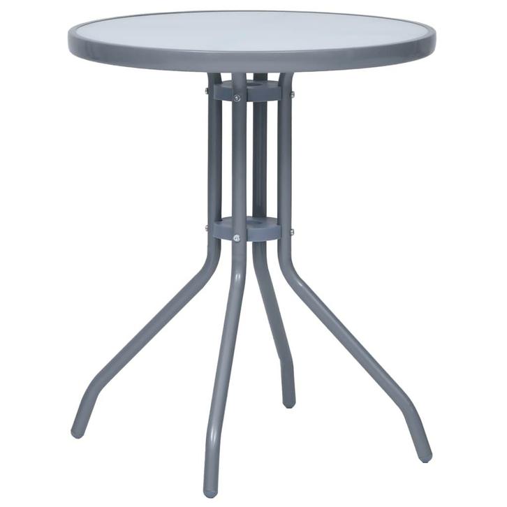 vidaXL Tuintafel 60 cm staal en glas lichtgrijs, Tuin en Terras, Tuintafels, Nieuw, Verzenden