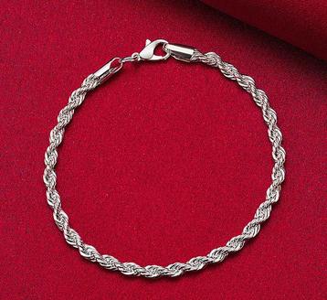 925 Sterling Zilveren Gedraaide Klassieke Armband in beschikbaar voor biedingen