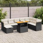 vidaXL 9-delige Loungeset met kussens poly rattan acacia, Verzenden, Nieuw, Rotan, Loungeset