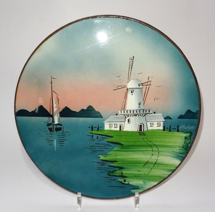 Taartstandaard - metaal / aardewerk, Antiek en Kunst, Curiosa en Brocante