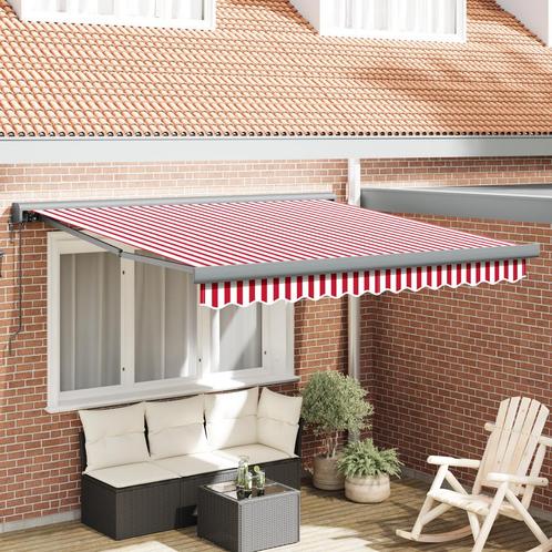 vidaXL Automatisch Inklapbaar Ligbed Rood en Wit Gestreept, Tuin en Terras, Zonneschermen, Nieuw, Verzenden