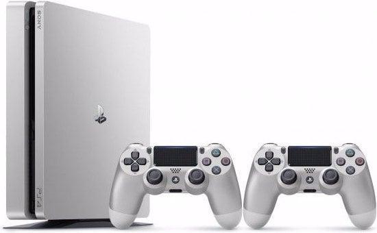 Playstation 4 Slim 500GB Zilver +  2 x V2 Controller, Spelcomputers en Games, Spelcomputers | Sony PlayStation 4, Zo goed als nieuw