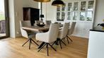 Set van 6 leren eetkamerstoelen - draaibaar - crème kleur le, Overige kleuren, Nieuw, Leer, Ophalen of Verzenden
