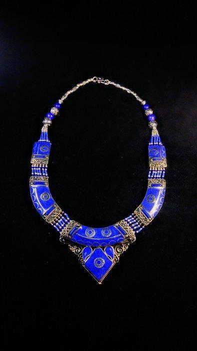 Lapis Lazuli + Turquoise Berber ketting ketting - Hoogte: 45, Verzamelen, Mineralen en Fossielen