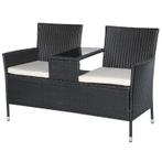 TRUUSK Poly Rotan Tuinbank 2-zits met Tafel - Staal Zwart -, Tuin en Terras, Tuinsets en Loungesets, Verzenden, Nieuw