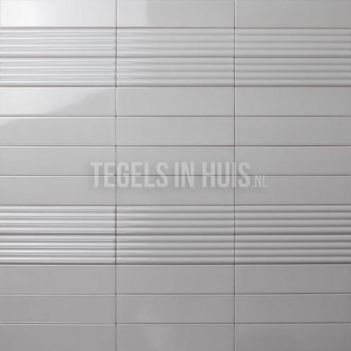 Wandtegel costa nova decor ribbel onda grijs glans 5x20, Doe-het-zelf en Verbouw, Tegels, Wandtegels, Nieuw, 10 m² of meer, Keramiek