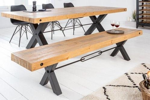 Massieve bank THOR 200cm natuurlijk gerecycled grenenhout in, Huis en Inrichting, Banken | Bankstellen, Ophalen of Verzenden