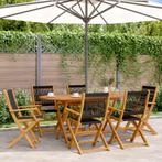 vidaXL 7-delige Tuinset polypropeen en massief hout zwart, Tuin en Terras, Tuinsets en Loungesets, Verzenden, Nieuw, Hardhout