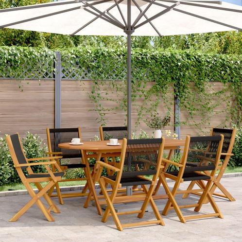 vidaXL 7-delige Tuinset polypropeen en massief hout zwart, Tuin en Terras, Tuinsets en Loungesets, Tuinset, Nieuw, Hardhout, Verzenden