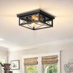 Retro industriële plafondlamp zwart 2 E27, Verzenden, Nieuw