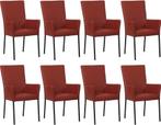 Set van 8 Leren eetkamerstoelen - met armleuning - Echt leer, Overige kleuren, Nieuw, Leer, Ophalen of Verzenden