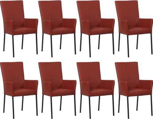 Set van 8 Leren eetkamerstoelen - met armleuning - Echt leer, Huis en Inrichting, Stoelen, Vijf, Zes of meer stoelen, Overige kleuren