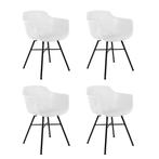 2dekans | Kick Set van 4 Tuinstoelen Indy Wit - Zwart Frame, Huis en Inrichting, Ophalen of Verzenden, Zo goed als nieuw, Wit