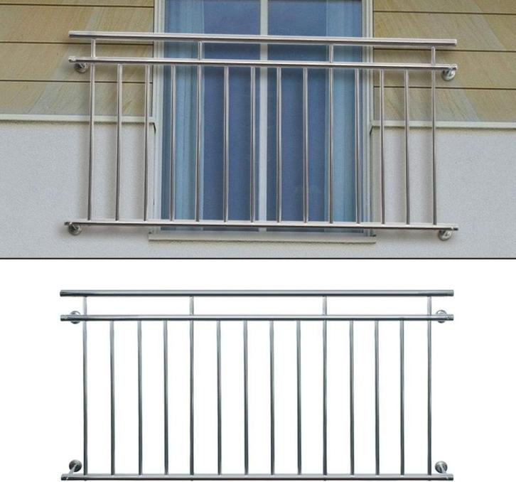 Franse balkonreling - Balustrade - 90x128 cm - Zilver - ECD, Tuin en Terras, Tuinhekken en Hekwerk, Zo goed als nieuw, Verzenden
