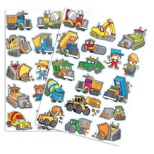 Stickers - Cartoon Vrachtwagens & Graafmachines - Scrapbook, Hobby en Vrije tijd, Stickers en Plaatjes, Nieuw, Ophalen of Verzenden