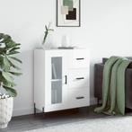 vidaXL Dressoir 69,5x34x90 cm bewerkt hout hoogglans wit, Huis en Inrichting, Kasten | Dressoirs, Verzenden, Nieuw, 50 tot 100 cm
