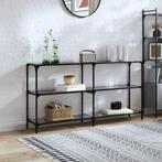 vidaXL Wandtafel met zwart glazen blad 158,5x30x81 cm staal, Verzenden, Nieuw, Metaal
