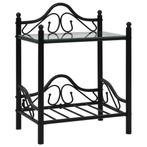 vidaXL Nachtkastje 45x30,5x60 cm staal en gehard glas zwart, Nieuw, 55 tot 70 cm, 45 tot 65 cm, Verzenden