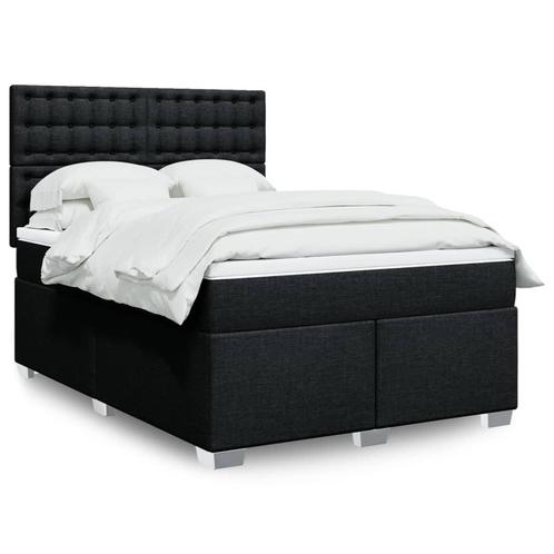 vidaXL Boxspring met matras stof zwart 160x200 cm, Huis en Inrichting, Slaapkamer | Bedden, 160 cm, 200 cm, Zwart, Tweepersoons