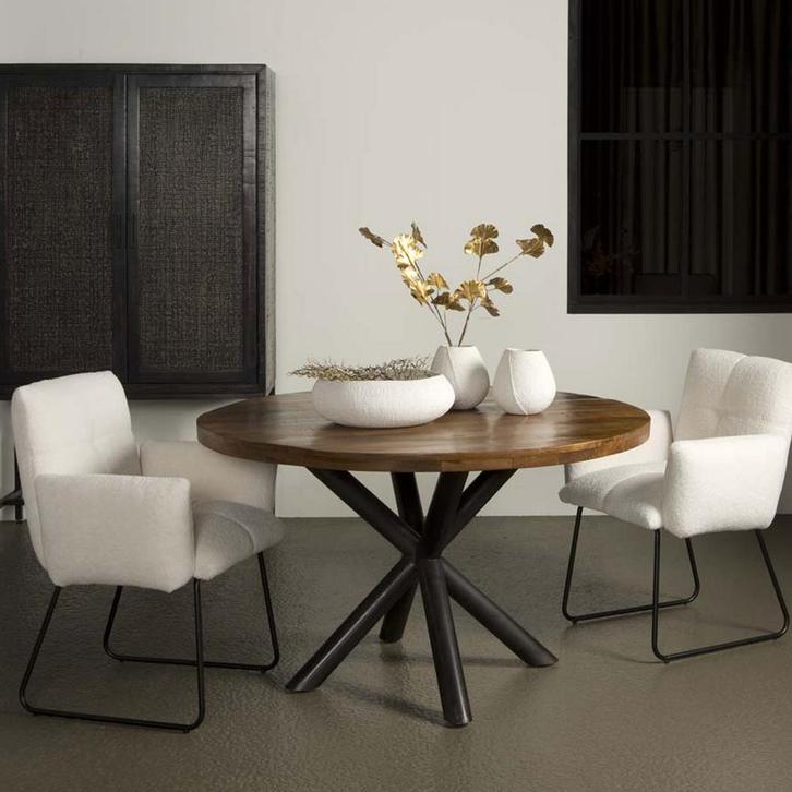 *WOONWINKEL* Tower Living Selva Ronde Eettafel Mangohout 130, Huis en Inrichting, Tafels | Eettafels, Nieuw, Verzenden