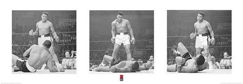Kunstdruk Muhammad Ali Liston Triptych 95x33cm, Huis en Inrichting, Woonaccessoires | Schilderijen, Tekeningen en Foto's, Nieuw