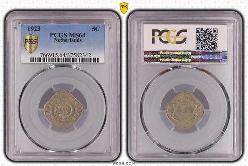 Koningin Wilhelmina 5 cent 1923 MS64 PCGS gecertificeerd, Postzegels en Munten, Munten | Nederland, Losse munt, 5 cent, Koningin Wilhelmina