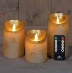 Ledkaars 3d flame wax candle rustiek goud annas collection, Ophalen of Verzenden, Nieuw