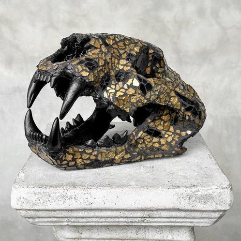 Geen minimale prijs - Prachtige replica van tijgerskull met, Antiek en Kunst, Curiosa en Brocante