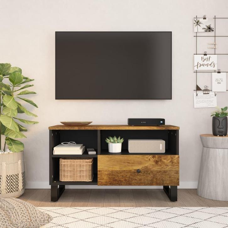 vidaXL Tv-meubel 80x33x46 cm massief mangohout en bewerkt, Huis en Inrichting, Kasten | Televisiemeubels, 25 tot 50 cm, Nieuw
