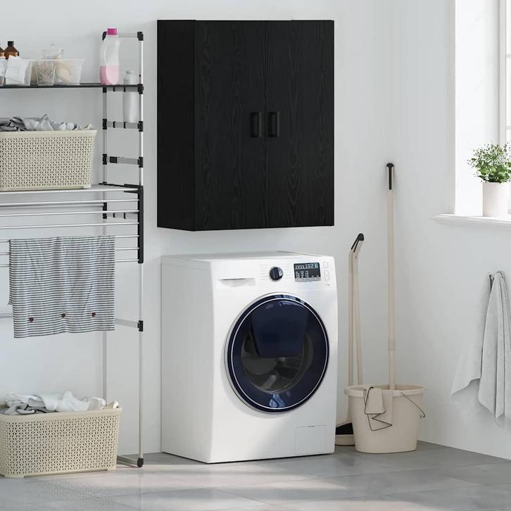 vidaXL Wandkast Wandgemonteerd Zwart 69.5 x 34 x 90 cm, Huis en Inrichting, Kasten | Buffetkasten, Nieuw, Minder dan 50 cm, Overige houtsoorten