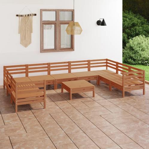 vidaXL 10-delige Loungeset massief grenenhout honingbruin, Tuin en Terras, Tuinsets en Loungesets, Loungeset, Nieuw, Verzenden