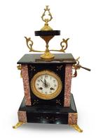 Pendule - - Rosso Francia en zwart marmer - 1900-1910, Antiek en Kunst