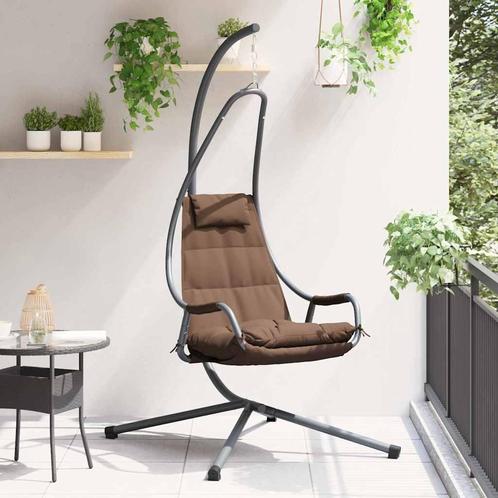 vidaXL Hangende ei-stoel Koffiebruin 94 x 107 x 196.5 cm, Tuin en Terras, Tuinbanken, Nieuw, Metaal, Verzenden