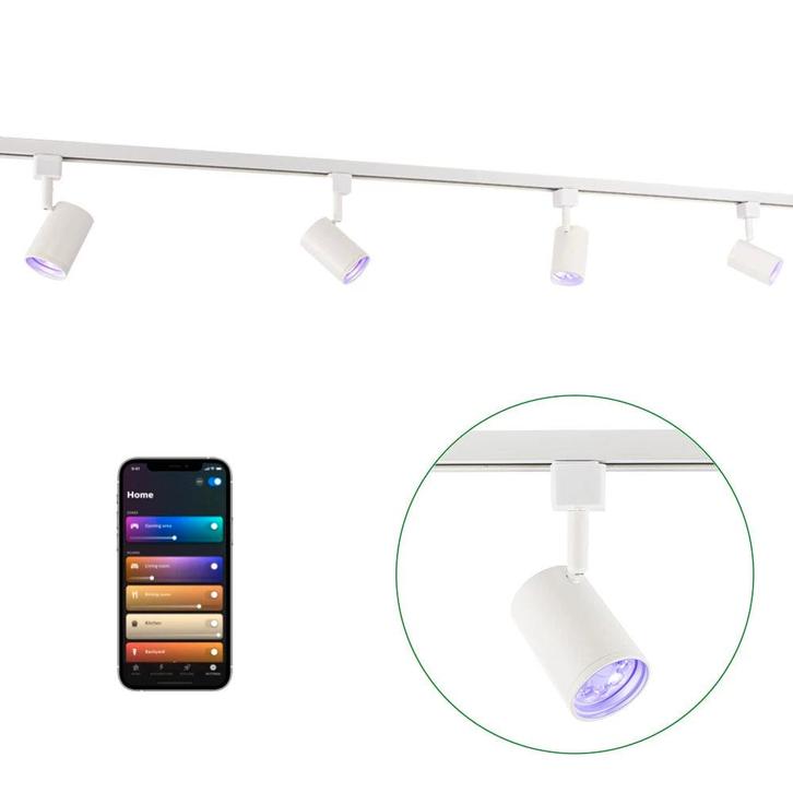 Smart Railsysteem 1-fase | Wit | 2 Meter | HUE compatible, Huis en Inrichting, Lampen | Plafondlampen, Nieuw, Ophalen of Verzenden